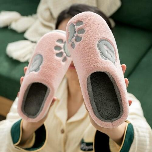 TZLDN Cat Animal Prints Cute Home Slippers Short Plush Warm Soft Cotton Women Slippers Loves Floor Indoor Shoes Women Large Size
