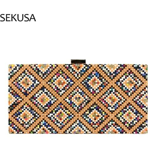 Colorful Diamond Stone Party Clutch for Women Luxury Designer Bags Fashion Purses and Handbags Female Wedding Chain Shoulder Ba