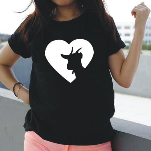 Funny Graph Harajuku Tee Shirt Femme Goat Heart Farm Summer Short Sleeve T Shirt Women Tops Casual Plus Size Camisas De Mujer