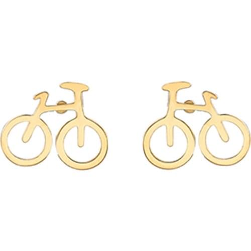 RIR Rose Gold Cute Tiny Bicycle Stud Earrings For Women Men Stainless Steel Bike Earrings Simple Design Jewelry