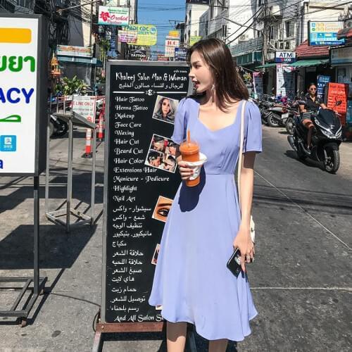Fashion Spring 2019 Long Pleated dress Summer Casual Women High Waist Elascity Free shipping