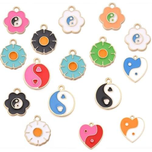10ocs Multi-style Tai Chi Enamel Mini Charm Dripping Oil Gossip Charms Suitable For DIY Necklace Bracelet Jewelry Accessories