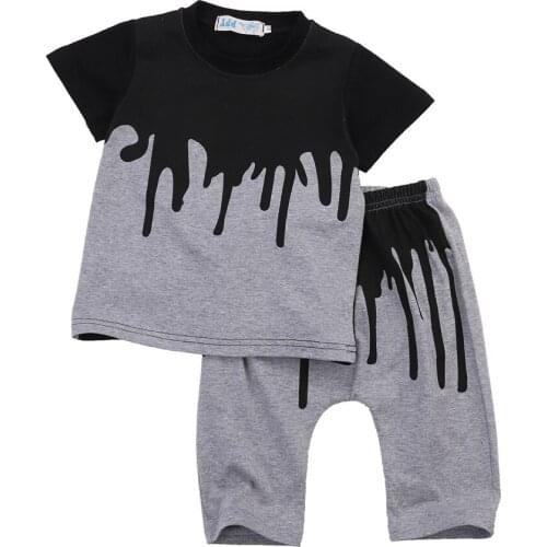 Pudcoco US Stock Baby Boys 2Pcs Clothes Toddler Kids Casual Printed Short Sleeve T-shirt Tops+Harem Pants 2pcs Outfits Set 0-4Y