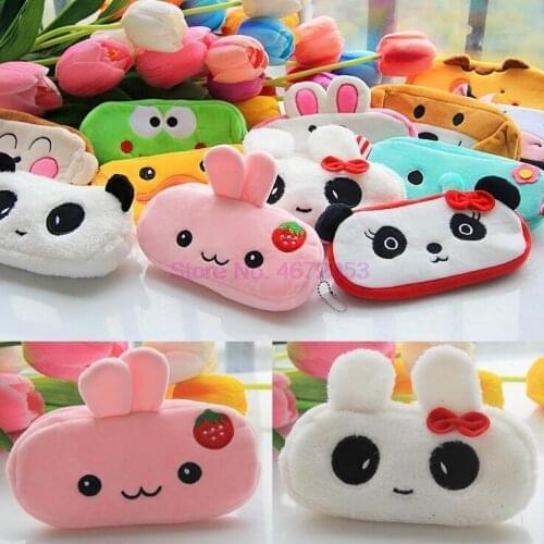 200pcs Kawaii Animal Pencil case Cartoon panda bear fruit pen bag box for kids gift Cosmetic Stationery pouch school supplies