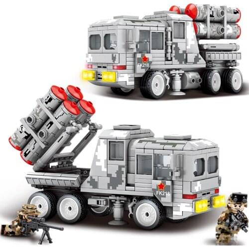 329Pcs Military Series Educational Building Blocks Toys For Kids Boys DIY Birthday Present Missile Vehicle Car Model Small Brick
