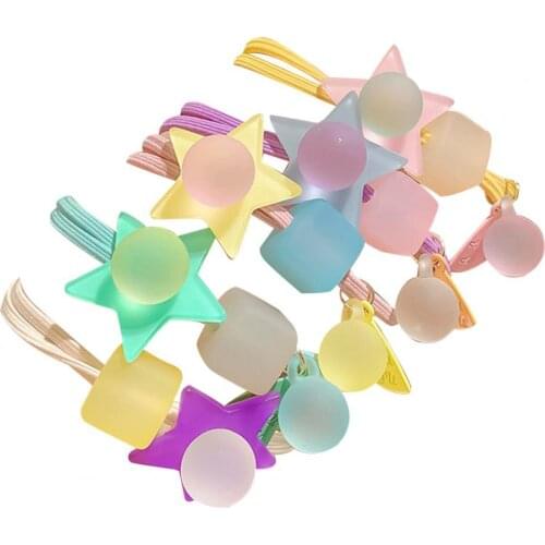 5Pcs/Set Gils Tight Geometric Star Colorful Bead High Elastic Hair Bands Lovely Hair Salon Hairdressing Styling Tools