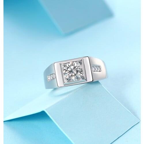 925 Sterling Silver Passed Diamond Test Perfect Moissanite 1ct Diamond Ring Couple Lover Men Jewelry Wedding Anniversary Gift