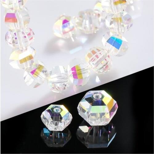 AB Color Glass Crystal Rhinestones 8mm Hexagonal Shape Loose Beads Jewelry Making Accessories DIY Rhinestone Beads Stone