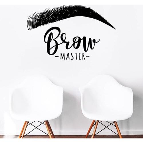 Brow Master Wall Decal Quote Eyelashes Eyebrows Vinyl Sticker Wallpaper Brow Bar Wall Window Decoration Easy Removable G11