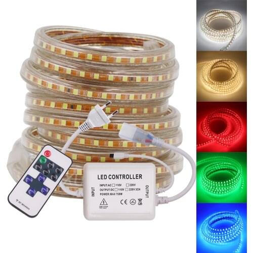 220V EU 2835 LED Strip Waterproof 120leds/m LED Diode Ribbon Tape Lamp Stripe Led Light For Home Decoration