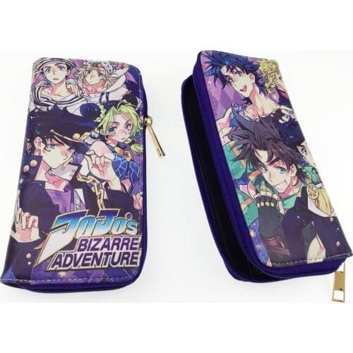 JOJOs Bizarre Adventure Cosplay Long PU Leather Zipper Wallet Card Holder Coin Purse Money Bag Gift