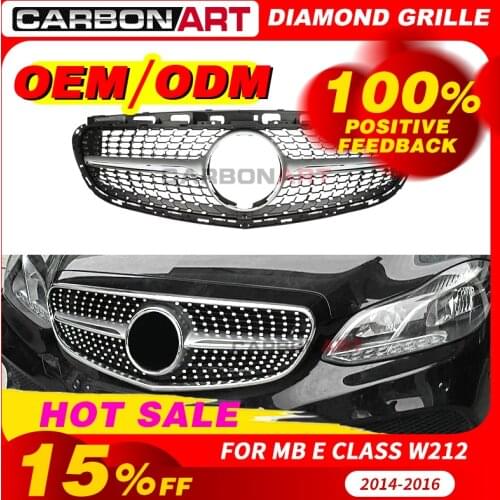 For MB class W212 sport Edition E180 E200 E260 E300 Diamond plastic grille mesh replacement black color with cam