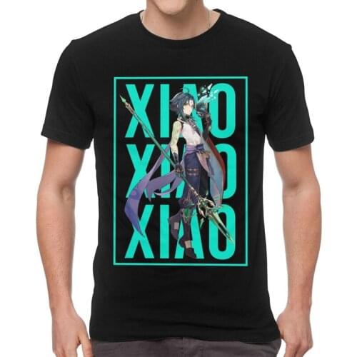 Mens Xiao Genshin Impact T-Shirt Streetwear Japan Anime Game Tshirt Short Sleeve Cool T Shirt Homme Cotton Tee Tops Clothing