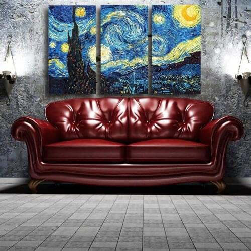 Printed Masters Starry Night Vincent Van Gogh prints reputation oil painting on canvas wall art picture for living room picture