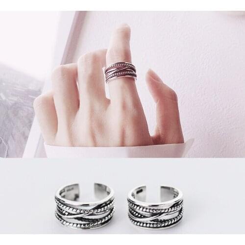 KSRA Korean Vintage Twist Ring For Women Punk Brass Twine Rings Couple Statement Jewelry Gift