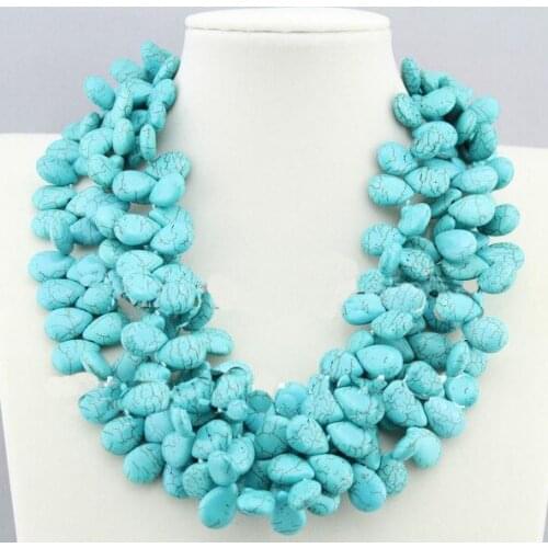 Exaggerate Choker Necklace 3 Strands stone Water-drop Stone Woman Gift Woman jewelry Charm