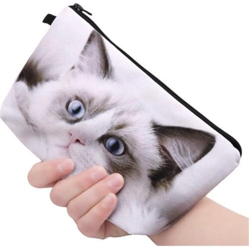 Cute 3D Printing Black Panda Cat Zipper Square Cosmetic Bags Travelling Makeup Bag Travel Ladies Pouch Exquisite