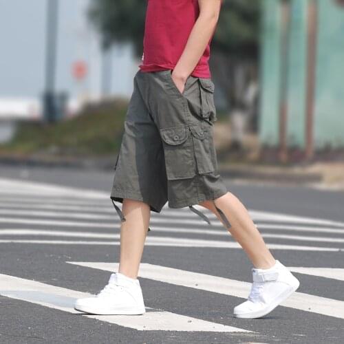 Plus Size 44 Knee Length Cargo Shorts Men 2019 New Mens Casual Shorts Male Loose Man Military Short Pants