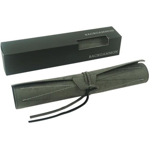 Black backgammon set with roll up for easily carrying
