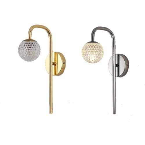 Nordic line silver Mirror wall lamps bedroom bedside lamp modern LED living room luxury crystal Acrylic shade sconces lights