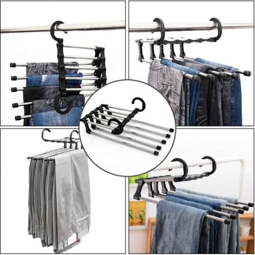 2020 New 1pc Portable Hand-Held Folding Hangers Organizer Pants Ties Scarf Shawl Rack Hanger Space Saving Foldable Pants Rack