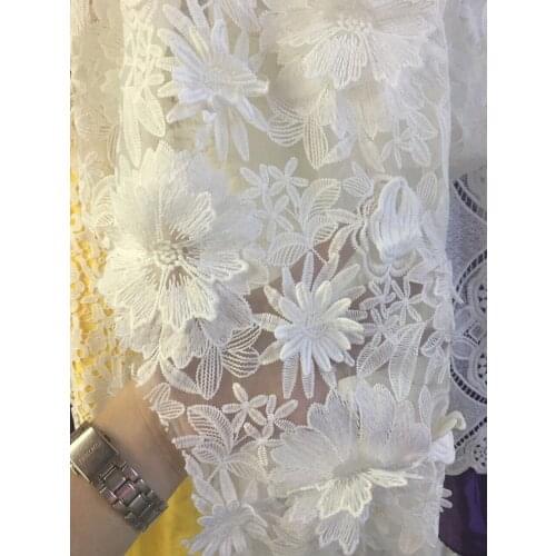 Charming wedding/party dress material white African tulle fabric SYJ-581 French net lace material for party dress