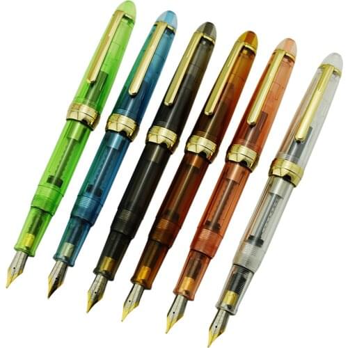 New 6 PCS Set Jinhao 992 Golden Clip Fountain Pen with Ink Converter Fine Nib 0.5mm for Writing Signature School Men & Women