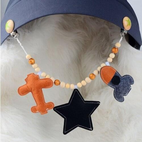 Baby Stroller Pendant Toy Pram Clip Pacifier Chain Teething Beads Wooden Teether