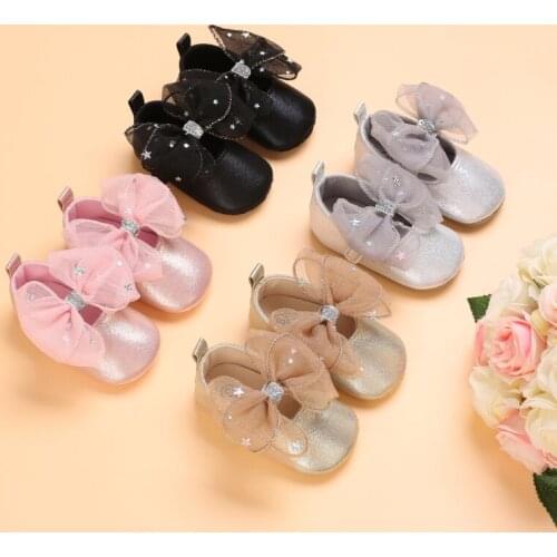 2021 New Cute Big Bow Comfortable Breathable Cotton Casual Walking Shoes For Newborn Baby 0-18 Months