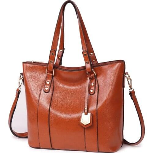 Casual Large Capacity Women Tote Shoulder Bag PU Leather Ladies Bucket Handbag Messenger Bag Soft Shopping Crossbody Bag