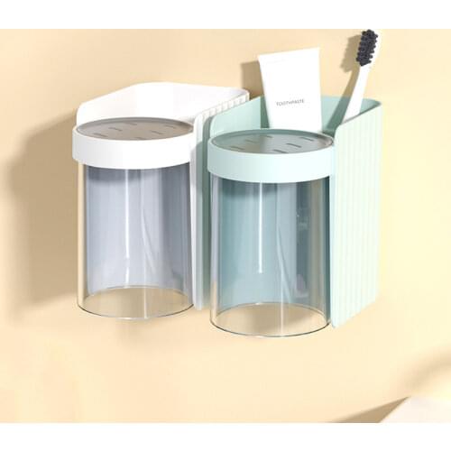 Attractive Mouth Wash Cup for Couples Drain Toothbrush Box Home Bathroom Items Tooth Paste Holder Wall mount Gargle Cups Holder