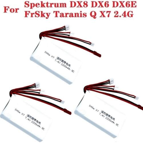 For Taranis Q X7 DX6e DX6 DX8 Transmitter Remote Controller Spare Part 2S 7.4V 2200mAh 8C Rechargeable Lipo Battery 3Pcs/sets