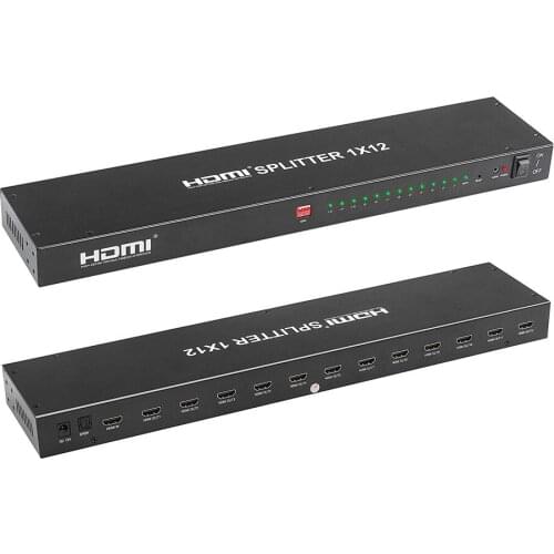 1X12 HDMI Splitter 1In 12 Out Video Switch Full HD 1080P Video and Audio Converter Compatible with Xbox PS3 Blu-Ray Player HDTV