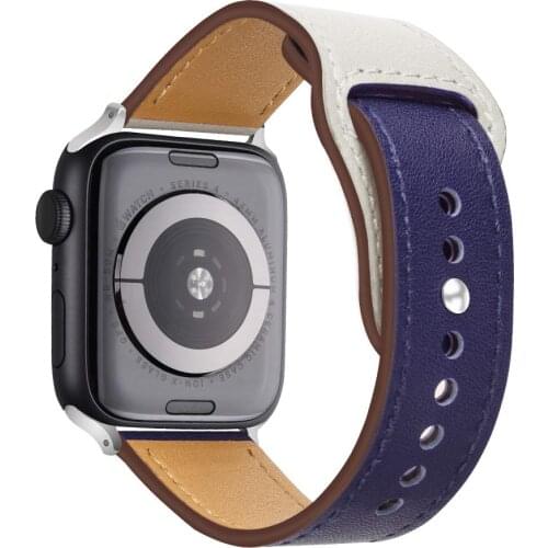 For Apple Watch Band 44mm Vintage Leather 304 Stainless Buckle Strap for Apple Watch 40mm 42mm 38mm Watch SE Series6 Wristband