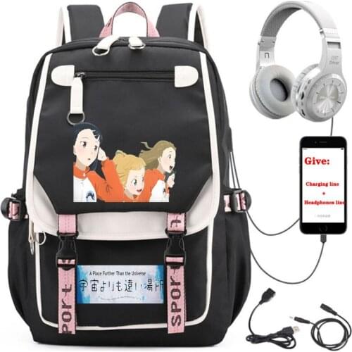 Anime A Place Further Than the Universe backpack book Bag Unisex Travel Backpack USB Charging teenagers Laptop packsack