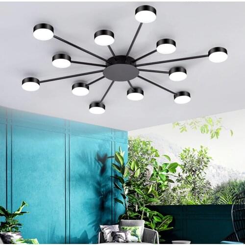 Nordic Simple Black Gold Iron Multi-Head Chandelier with Round Lampshade for Bedroom Living Room Restaurant Modern Indoor Decor