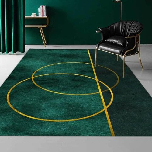 Modern Luxury Gold Circle Dark Green Carpet For Modern Living Room Fashion Simple Bedroom Rug Decor Floor Mat Bathroom Doormat