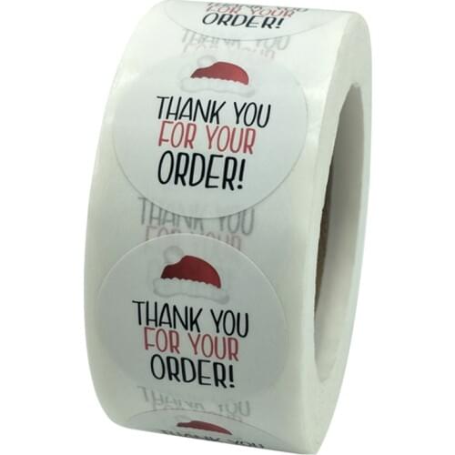 Thank You Stickers Handmade Label Sticker For Package Stationery Sticker For Your Order 100-500pcs 1'' Circle Paper Round QY668
