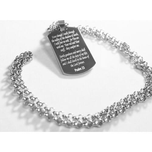 PSALM 23 NECKLACE DOG TAG Wholesale STAINLESS STEEL PRAYER MEMORIAL DOG TAGS hot sales STAINLESS STEEL engraved tags