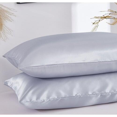 1PCS Pure Satin Silk Pillowcase Black White Solid Color Bedding Satin Pillow Cover Bed Throw Colorful Cushion Cover Queen King