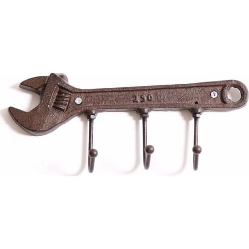 1pc Vintage Wall Hook Hanger Key Clothes Hanger Rack Wall Mounted Coat Holder 3-Hook Metal Hammer/wrench Hook for Home Bedroom