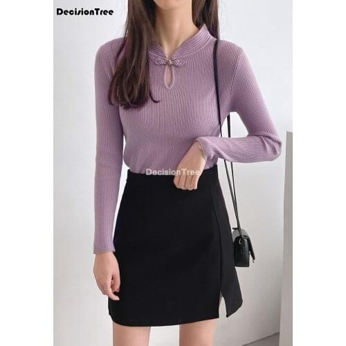 2021 womens sweater full sleeve lady casual shirt traditional chinese top classic vintage qipao blouse cheongsam top pullover