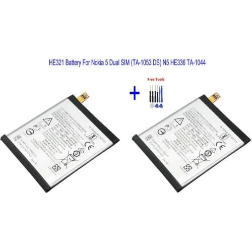 2x HE321 HE336 2900mAh Battery For Nokia 3.1 / 5 TA-1044 For Nokia 5 Dual SIM (TA-1053 DS) 5 Premium Edition + Repair Tools kit
