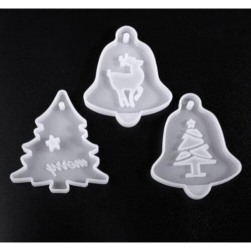 3pcs/set Different Shape Flexible Resin Mold Christmas Hanging Tag Silicone Jewelry Mold Resin Epoxy Casting Mould