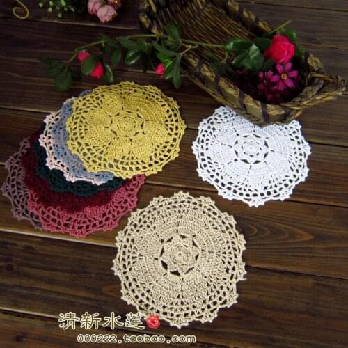 Free shipping European 5pic/lot crochet lace doilies for dinning table decor tableware as kitchen accessories placemat coaster