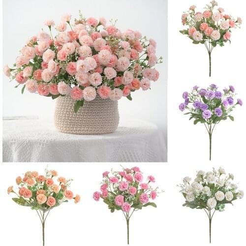20 Heads Bouquet Small Flower Artificial Korean Style Flowers Wedding Fake Flowers Carnation Small Lilac Holding Flowers