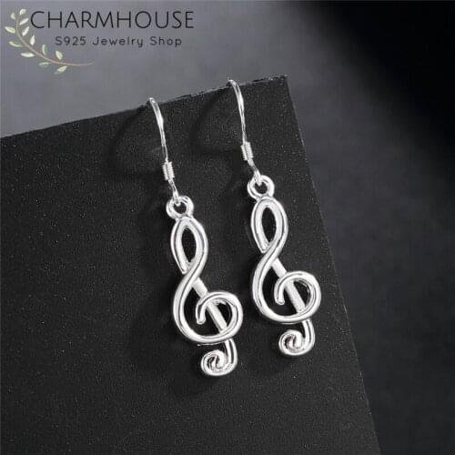 Charmhouse Pure Silver Earrings For Women Music Note Drop Earing Brincos Femme Oorbellen Vintage Jewelry Pendientes Bijoux Gifts