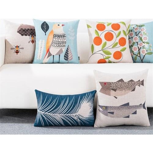 Decorative throw pillow case cover plant trees flower bird cushion cover for sofa home decoration office chair capa almofadas