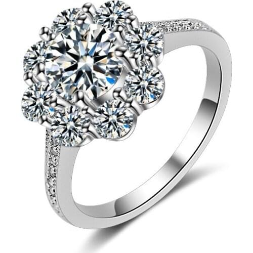 Flower Cubic Zirconia Rings For Women Lovers Engagement Classic Wedding AAA Cubic Zircon Female Ring Jewelry