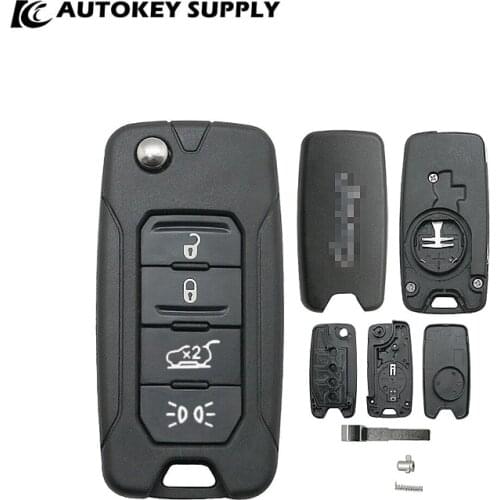 For Jeep 4 Buttons Remote Flip Key Shell With Logo Autokeysupply AKJPF101